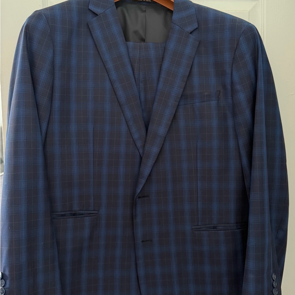 Men's Blue Checkered Suit